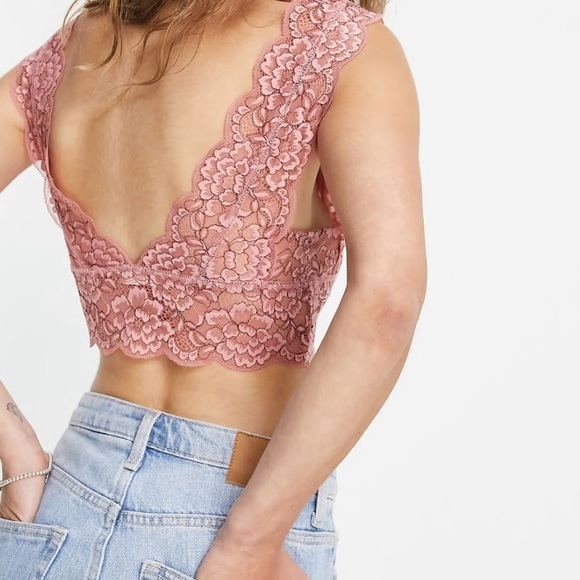 NWT Intimately Free People FP Bralette rose pink lace small lace - crop top XS - Picture 3 of 17